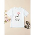 thumbnail image 1 of Youngsters' Halloween Graphic T-Shirt - "Be My Boo" Cute Ghost with Heart Balloon Design, Casual Summer Playwear, Halloween Shirts for Girls, Playful Youngsters'S Design, Comfortable Fit, 1 of 6