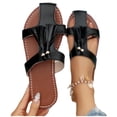 thumbnail image 6 of Bkhluea Women Fringe T-Strap Slide Sandals Slip On Comfortable Footwear For Beach Travel Daily Casual Outdoor Activities, 6 of 7