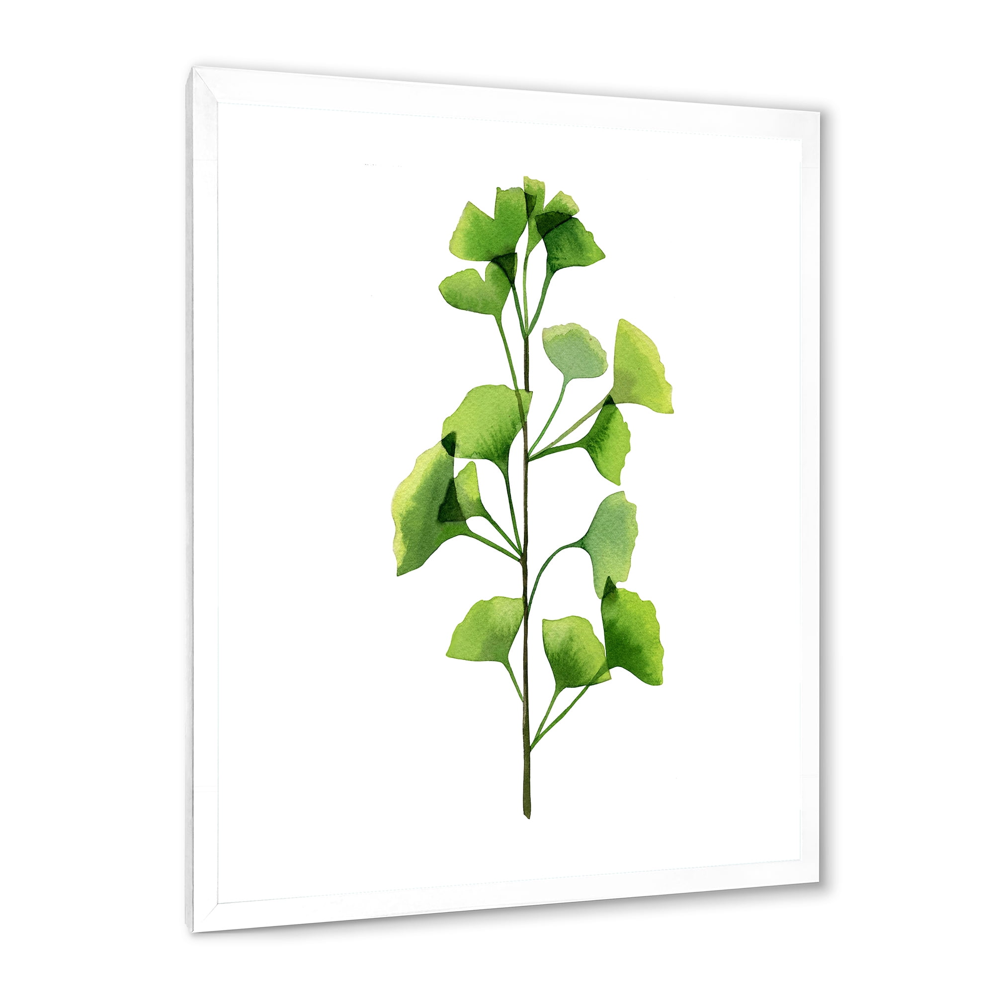 Designart 'Green Field Plant Foliage Branch' Farmhouse Framed Art Print