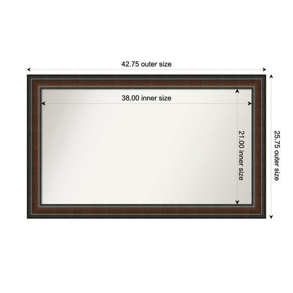 Amanti Art Custom Wall and Bathroom Mirror (25.75 x 42.75 in.), Cyprus Walnut Frame