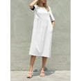 thumbnail image 5 of Women Empire Waist Midi Sundress Summer Casual Boho Beach Dresses Crew Neck Half Sleeve Long Dress with Pockets, 5 of 9