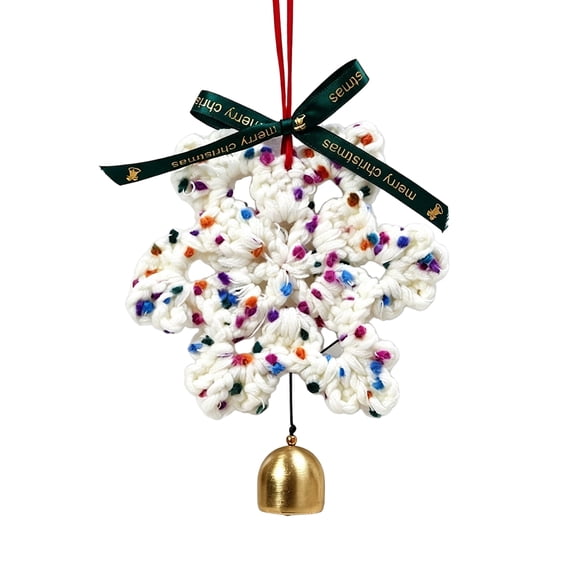 Izexuh Knitted Snowflake Christmas Ornament Christmas Ornaments 3D Soft Fabric Texture Pre Attached Loop for Winter Holiday Wreath Tree Display