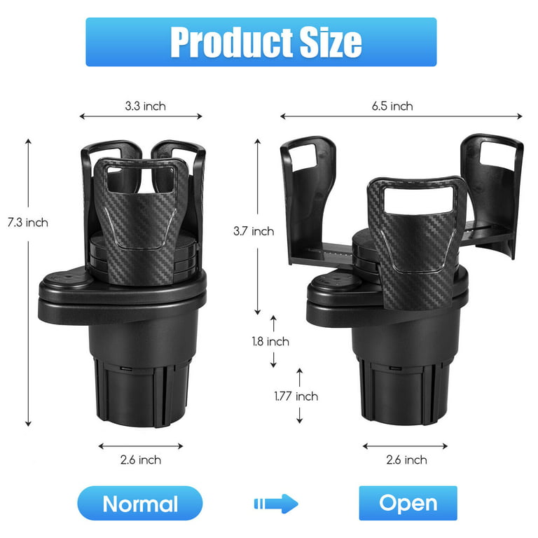 Dual Cup Holder Expander for Car, 2 in 1 Multifunctional Car Cup