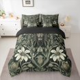 thumbnail image 2 of Manfei Spooky Spider Twin Bedding Sets 7-Piece,Rustic Flower Leaves Bedding Comforter Set,Green Black Sheet Sets For Boys Teens,Microfiber Bedroom Decor Reversible, 2 of 8