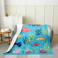 thumbnail image 3 of Boys Girls Ocean Fish Fuzzy Blanket 40"x50" Sealife Kids All Season Bed Blanket Nature Marine Animal Flannel Fleece Throw Blanket Cute Cartoon Fish Teens Plush Blanket Utra Soft, 3 of 6