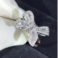 thumbnail image 2 of K-KED 925 Silver Luxury Clear Ribbon Bow Butterfly Ring Women Wedding Gift-9, 2 of 6