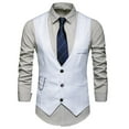 thumbnail image 1 of British Style Summer Formal Suit Vest for Men Slim Fit Solid Design Large Sweetheart Neckline, 1 of 6
