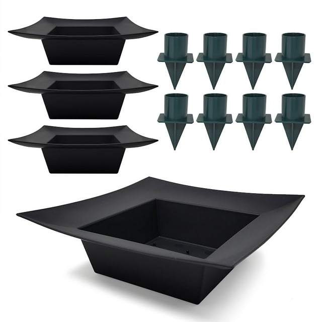 Centerpiece Arrangement Kit - 4 Set Square Tray with Taper Candle Holder
