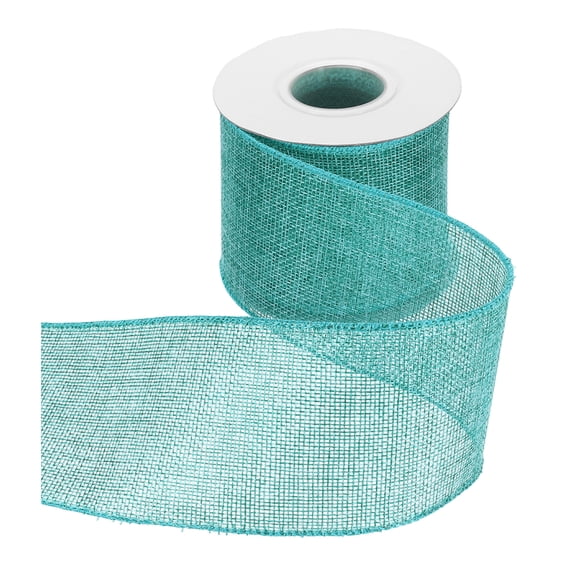 Uxcell Burlap Wired Ribbon 3" x 10 Yard Wired Edge Ribbon Woven Strap, Island Blue