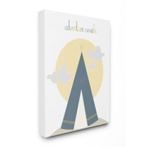 The Kids Room by Stupell Adventure Awaits Tee Pee in Blue Stretched Canvas Wall Art, 30 x 1.5 x 40