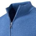 thumbnail image 4 of SERTG Men's Stand Collar Knit Sweater Fall Winter Striped Print Half Button Front Stretch Warm Cozy Long Sleeve Casual Knitwear Men's Sweater(Blue,XL), 4 of 8