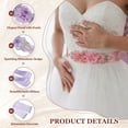 thumbnail image 3 of Bridal Waist Belt, 102 Inch Satin Bridal Wedding Dress Belt Handmade with Flowers Pearls Crystal Rhinestone Ribbon Sash for Bride, Light Purple, 3 of 7