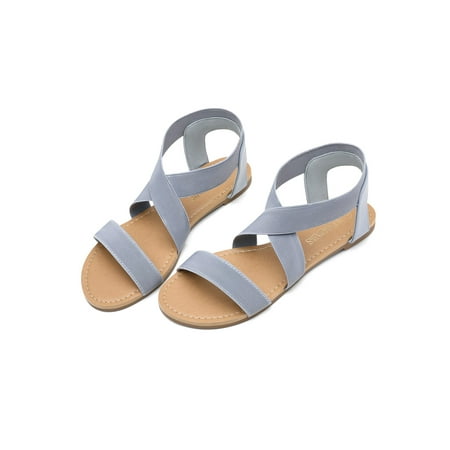 

Women‘s Elastic Ankle Strap Flat Sandals Summer Dressy Shoes Cute Strappy Gladiator Sandals Women‘s Footwear