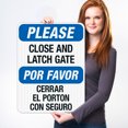 thumbnail image 2 of Please Close and Latch Gate Sign, Bilingual English and Spanish,, 2 of 8