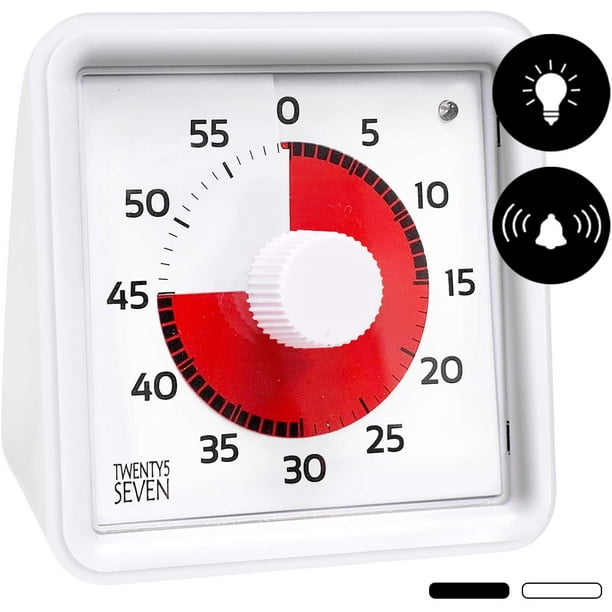 HTWW Silent Countdown Timer 3 inch, 60 Minute 1 hour Visual Timer