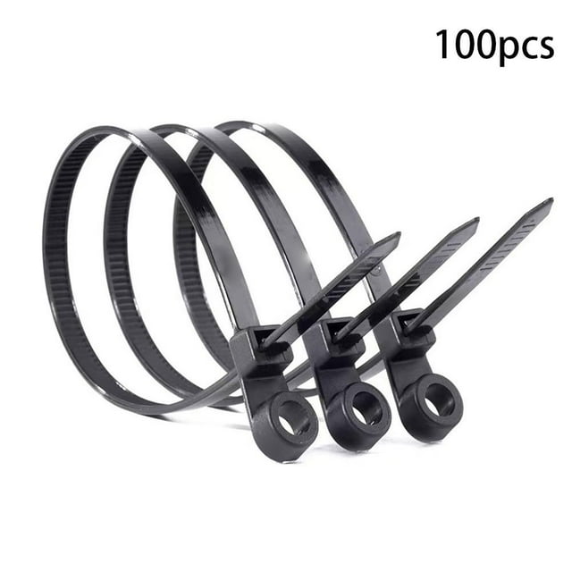 ZOUBAOQ 100 Pcs Self-Locking Nylon Cable Tie with Screw Hole Adjustable Bundle Ties Garage Loop Office Fastening for Home Strap