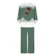 thumbnail image 4 of Puntoco Conjunto De Pijama De Manga Larga + Pantalones Con Cuello Redondo Estampado De Moda Navideña Para Mujer Verde S, 4 of 4