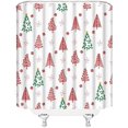 thumbnail image 3 of Rideau de Douche Arbre de Noël Rouge et Vert Arbre de Pin Flocon de Neige Hiver Mode Décoration de Salle de Bain Rideaux en Polyester avec Crochets, 3 of 3
