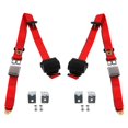 thumbnail image 1 of Red Retractable Bucket Seat Belt Kit with Bracketry for 1966-1973 Jeep Commando Airplane 3 Point - 2 Belts, 1 of 1
