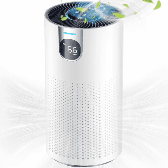 HEPA Air Purifiers for Large Rooms up to 1800 ft²,20dB Ultra-Quiet Air Purifier,Real-Time AQI Sensor with PM2.5 Display,360° Air Intake for Home,Pets,Bedroom & Office