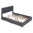 thumbnail image 5 of BTMWAY Queen Storage Bed Frame with 4 Drawers, Linen Fabric Upholstered Platform Bed with Classic Headboard, No Box Spring Needed, Queen Size Bed Frame for Adults, Holds 500lbs, Gray, 5 of 8