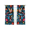 thumbnail image 2 of Mexico Flower Bird Sheer Curtains 72 Inches Long 2 Panels Vintage Colorful Symmetry Art Light Filtering Semi Sheer Window Curtains Drapes for Bedroom Living Room 52"x72", 2 of 7