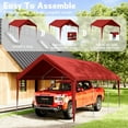 thumbnail image 6 of Kimunuk Canopy Replacement Cover, 12' x 20' Outdoor Portable Carport Replacement Canopy with Ball Bungees for Car Garage Shelter Tent Party Tent, Red ,Frame is Not Included, 6 of 6
