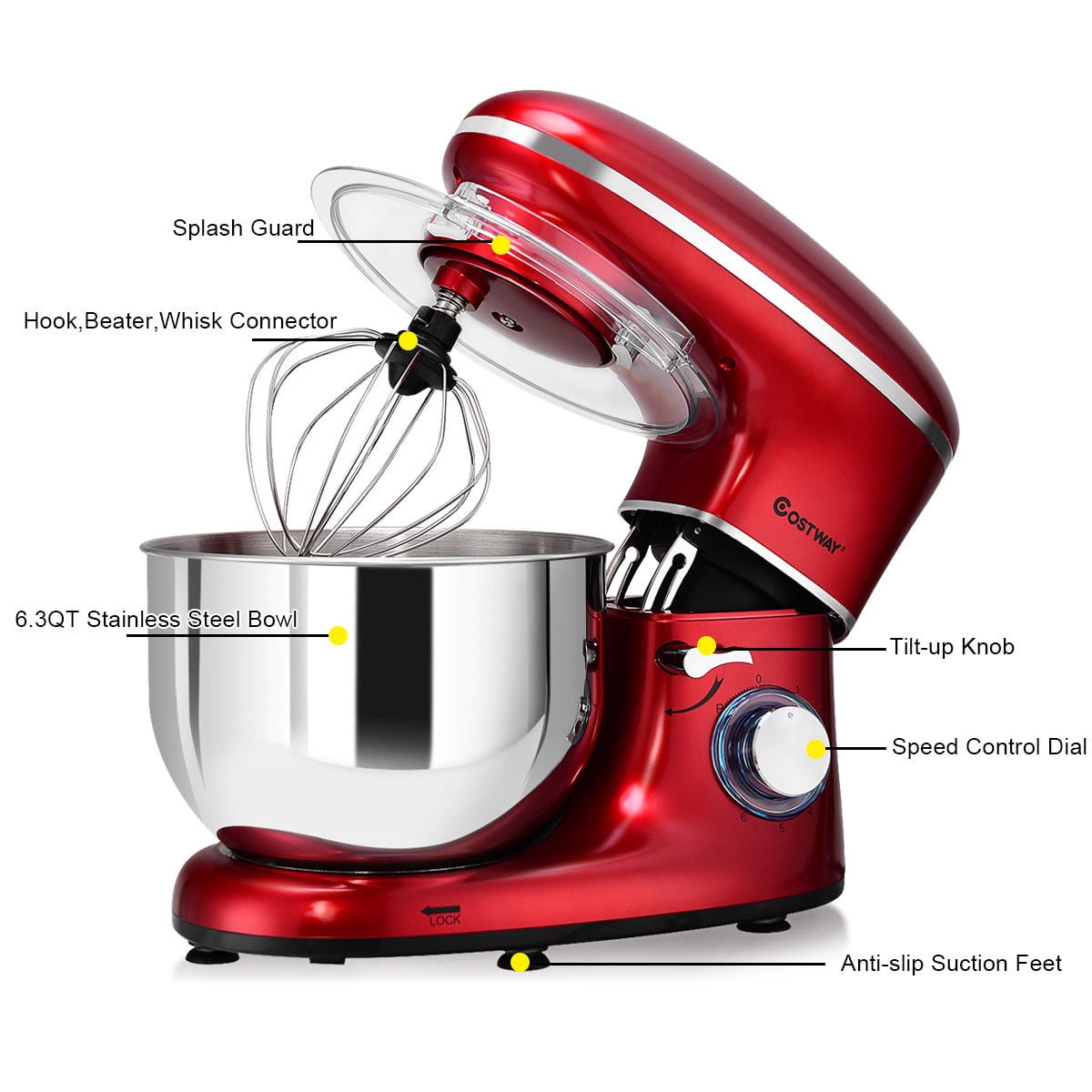 1pc Stand Mixer With 6l Stainless Steel Bowl, Tilt-head Electric