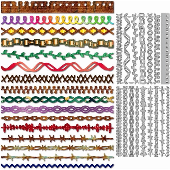 Lace Border Metal Cutting Dies Irregular Borders Die Cuts Decorative Trim Embossing Template Patterned Edge Carbon Steel Stencils for Card Making Scrapbooking Album Handbook Gift Decoration