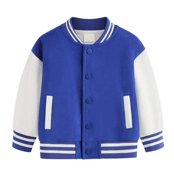 Generic Kids Jackets Boys Girls Coat Spring Autumn Winter New Children Plus Baseball Clothes Baby Cardigan Small Medium Thick Top Casual Lightweight Plain Button School Coat(18-24 Months,Dark Blue)