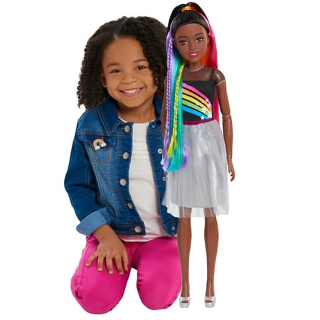 Barbie 28 inch Rainbow Sparkle Best Fashion Friend Doll, Black Hair, Kids Toys for Ages 3 Up, Gifts and Presents