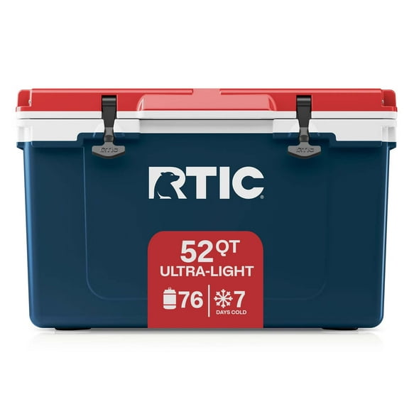 RTIC 52 QT Hard-Sided Ice Chest Cooler, Ultra-Light, Fits 76 Cans, Patriot