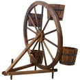 thumbnail image 6 of Wood Wagon Wheel Barrel Planter,Wagon Wheel Barrel Planter Display Garden Planter for Flowers Herbs Vegetables for Indoor & Outdoor Décor,Wooden Flower Cart for Patio Garden Balcony Decoration., 6 of 20