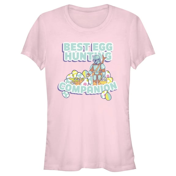 Junior's Star Wars: The Mandalorian Best Egg Hunt Duo  Graphic Tee Light Pink Small