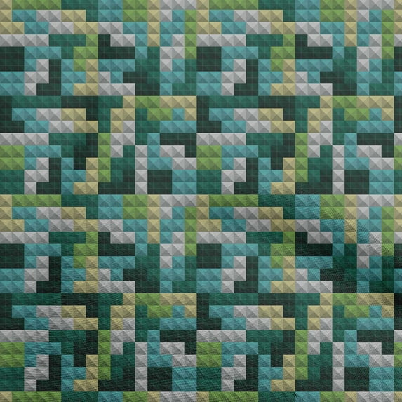 oneOone Cotton Poplin Teal Green Fabric Geometrical Shape Quilting Supplies Print Sewing Fabric By The Yard 42 Inch Wide