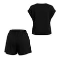 thumbnail image 5 of ITSAME Girls Outfits 2-Piece Crewneck T-Shirt&Shorts with Pockets Summer Casual Loungewear Set Black Size 7, 5 of 9