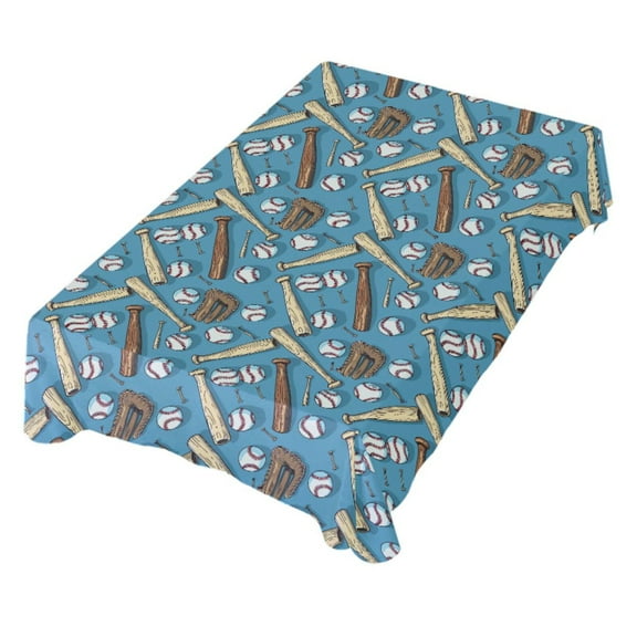 JSTEL Baseball Glove Bat Table Cloth Square 60 x 60 Inch Tablecloth Anti Wrinkle Table Cover for Dining Kitchen Parties