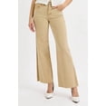 thumbnail image 2 of Womens Wide Leg Jeans with Raw Hem Cropped Khaki Beige High Waisted Stretch Denim Plus Size Casual Everyday Wear, 2 of 6