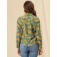 thumbnail image 5 of INSPIRE CHIC Camisa de oficina peque?a de manga larga con blusa formal informal estampada para mujer Verde Floral XS, 5 of 6