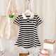 thumbnail image 1 of Ropa de verano para niñas, vestidos de princesa de estilo académico a rayas con cuello dulce y manga corta, camisón de verano de manga corta para niñas, vestido de algodón para niñas., 1 of 5