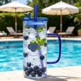 thumbnail image 2 of Fareti 400ml Glass Cups with Lids and Straws,Glass Tumbler with Handle, Reusable Coffee Cups for Smoothies, Tea, Juice, Boba Cup for Cold and Hot Drinks, Travel Cup, 2 of 5