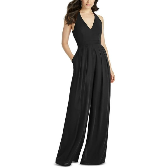 Dessy Collection Women's Black V-Neck Wide-Leg Jumpsuit
