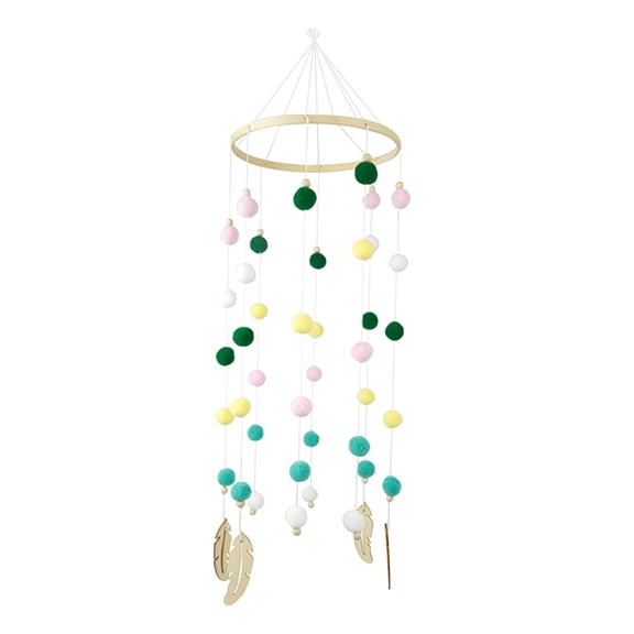 PPKVUFD Felt Ball Bed Bell Mobile Crib Jewelry Creative Pendant Toy Wooden Wind Chime Nursery Decoration