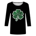 thumbnail image 3 of Casual Print Winter Quarter Sleeve Round Neck Blouse Tee Shirt for Daily Wear Celebrating St. Patrick's Day,Black,M, 3 of 4