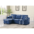 thumbnail image 3 of Alexent 3-Seater Reversible Sofa with Pull-Out Couch, Sleeper Sofa with Storage Recliner, Small Sectional Sofa for Living Room, Bedroom, Apartment, Navy Blue, 3 of 6