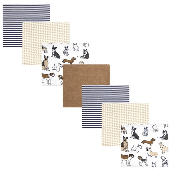 Hudson Baby Unisex Baby Cotton Poly Flannel Receiving Blankets Bundle, Handsome Dogs, One Size