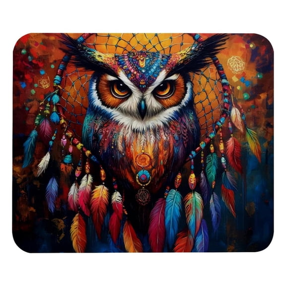 PhooArto Comfortable Mouse Pad Tribal Owl Dream Catcher Galaxy Desktop Mousepad , 21 x 25 cm Mouse Mat, Non-Slip Rubber Base, Improves Speed and Precision