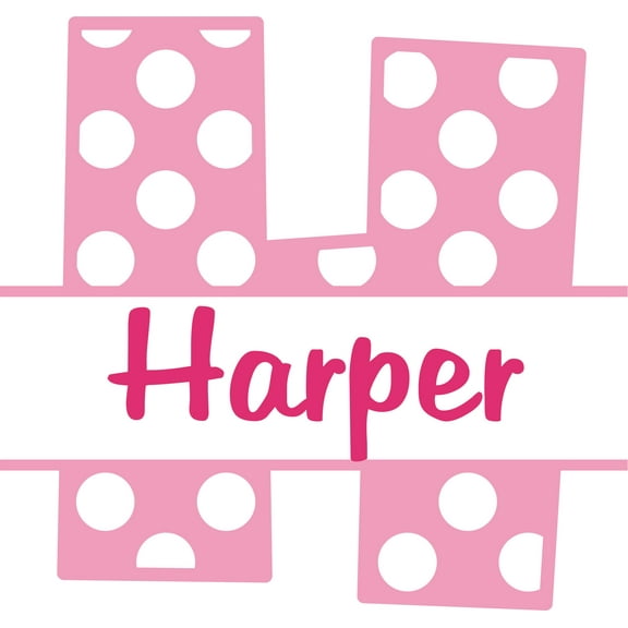Name Initial Letter Polka Dots Pattern Customized Wall Decal - Custom Vinyl Wall Art - Personalized Name - Baby Girls Boys Kids Bedroom Wall Decal Room Decor Wall Stickers Decoration Size (30x30 inch)