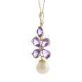 thumbnail image 2 of Galaxy Gold GG 14K Yellow Gold Amethyst and Pearl Pendant Necklace - February Birthstone - Peace & Wisdom - 16" to 24" - Fine Jewelry for Women, 2 of 6