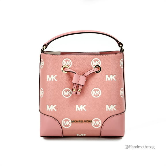 Michael Kors Mercer Small Primrose Embossed Drawstring Bucket Messenger Bag